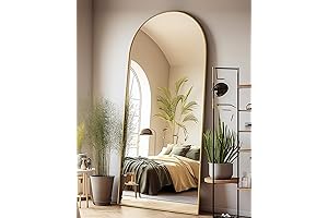 Arched Oversized Floor Mirror, 68" x 26" Full Length Standing Mirror, Gold Aluminum