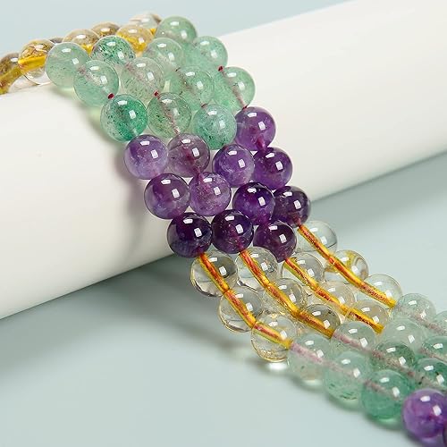 Miniatura 2 de JM Design Mezcla de cuarzo de cristal liso redondo granos tamaño 0.315 in 15.5 '' hebra para la fabricación de joyas