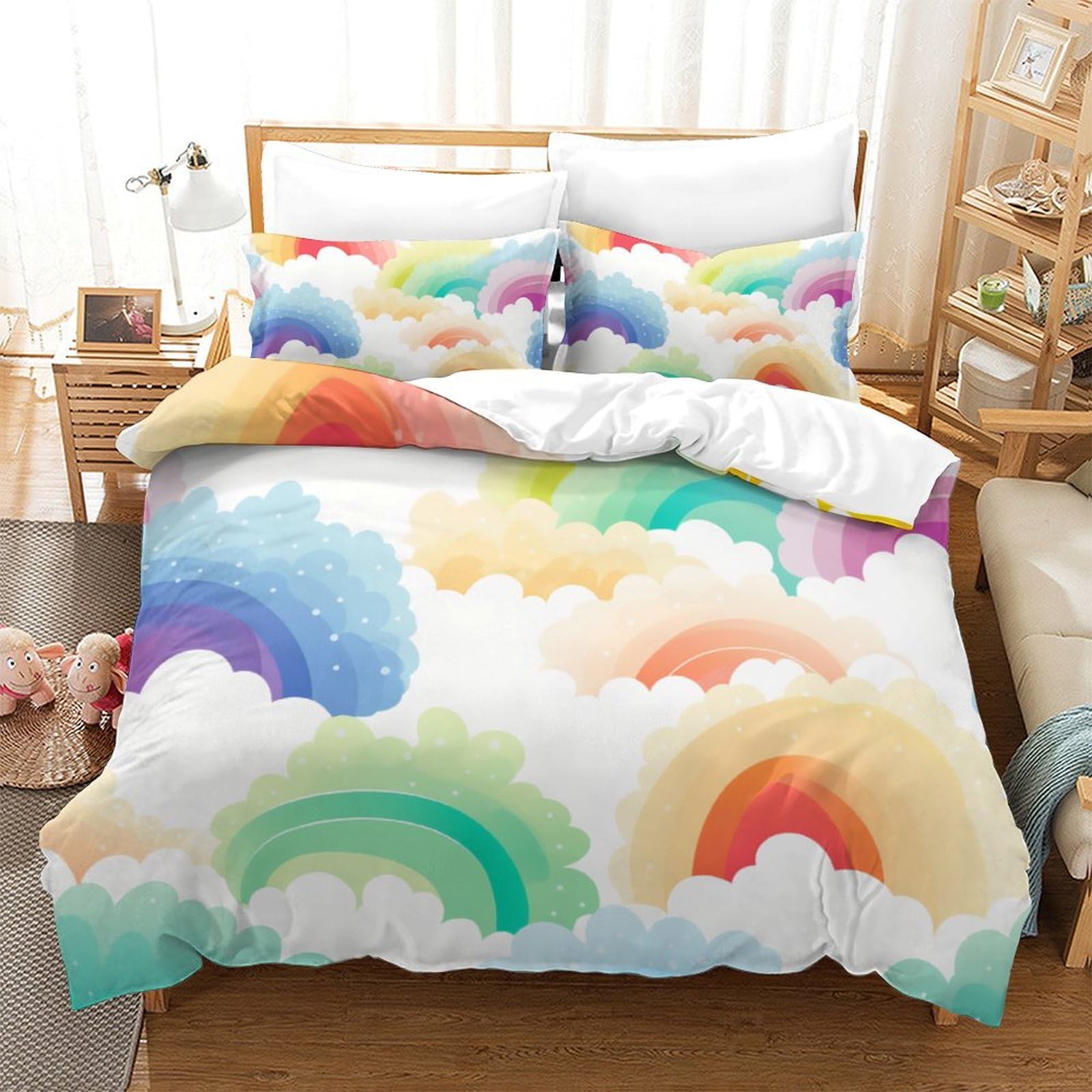 Parures de lit motif imprimé en 3D Le Rainbow pour illuminer la chambre enfant