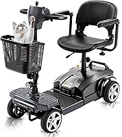 Cycmate MS05 Foldable 4-Wheel Mobility Scooter for Seniors - 15 Mile Range, 6 MPH, 300 lbs Capacity, Compact Travel Gray