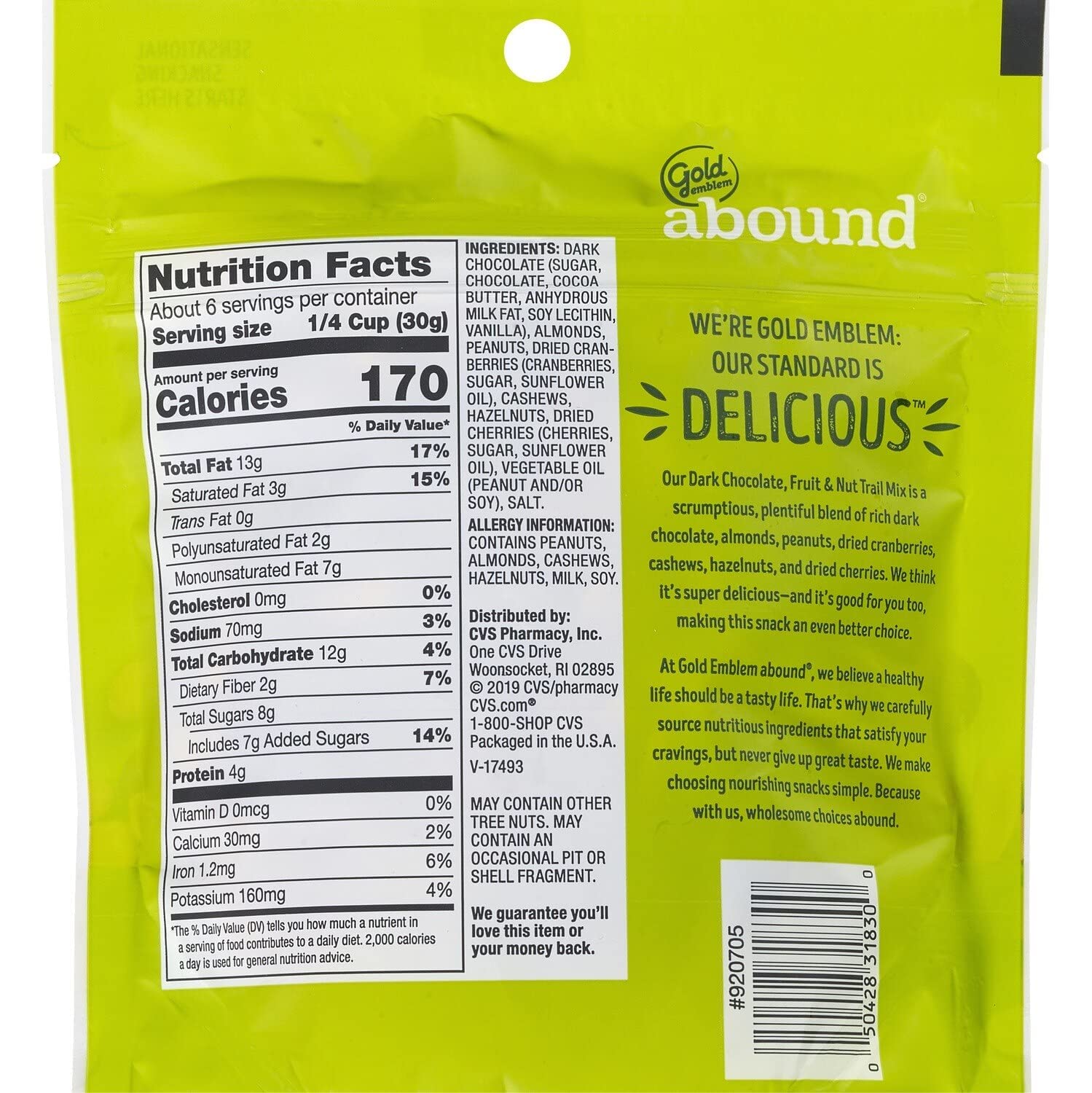 Gold Emblem Abound Dark Chocolate, Fruit & Nut Trail Mix, 6 Ounce image 2