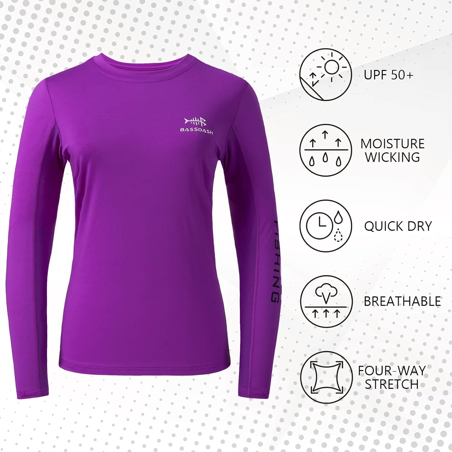 BASSDASH Women’s UPF 50+ UV Sun Protection Long Sleeve Shirts Quick Dry T-Shirt for Fishing Hiking Kayaking - Image 3