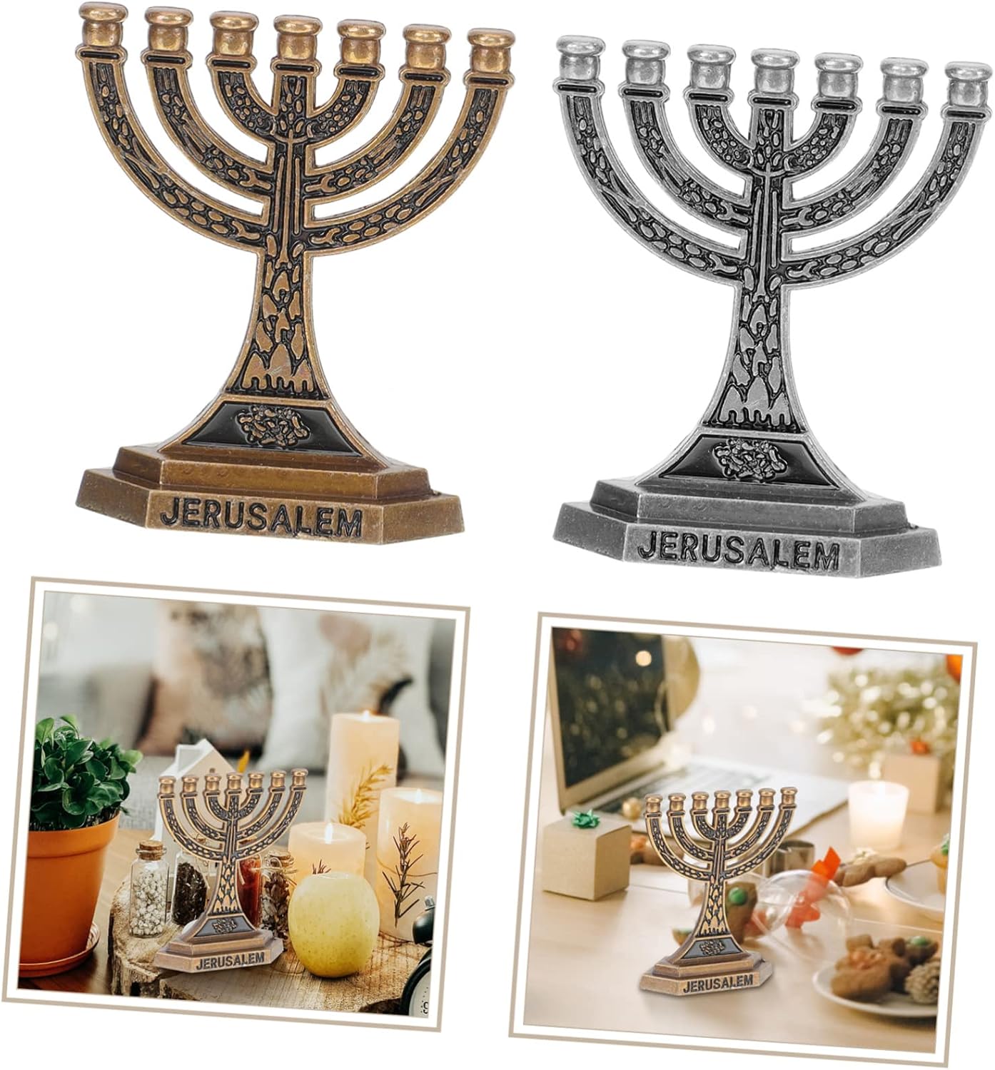 ORFOFE 2Pcs Jewish Menorah Candle Holder Arm Festival Craft Candlestick Holder for Shabbat and Home Decor