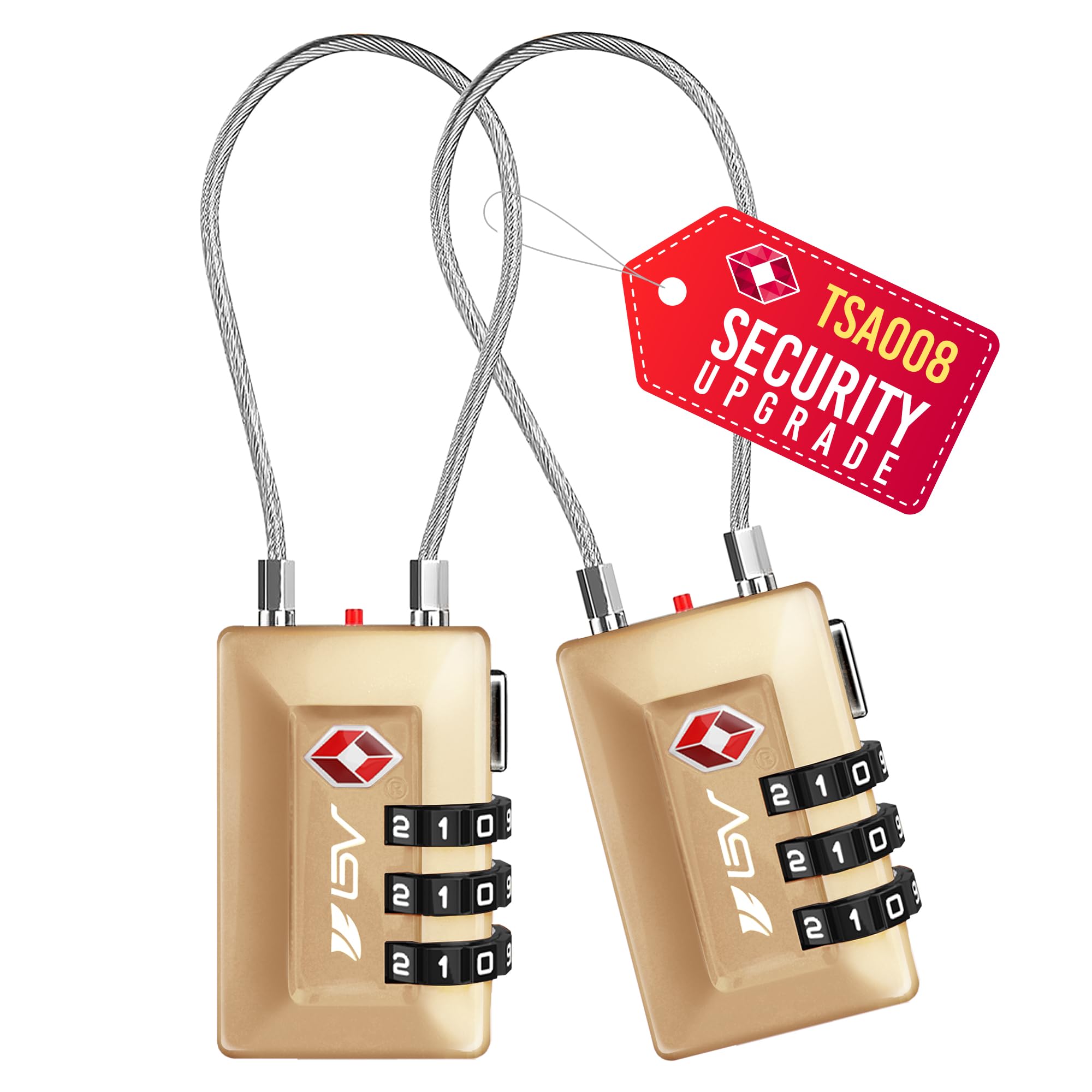 BV TSA Accepted Luggage Travel Lock, Set-Your-Own Combination Lock for School Gym Locker, Luggage Suitcase Baggage Locks, Filing Cabinets, Toolbox, Case (2 Pack, Titanium TSA008)
