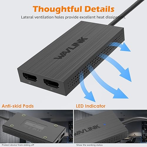 Miniatura 6 de WAVLINK Adaptador USB C o USB 3.0 a HDMI dual, pantalla de video externa 4K y 1080p, compatible con Mac M1M2, Windows, ChromeOS, Android 7.1+, no