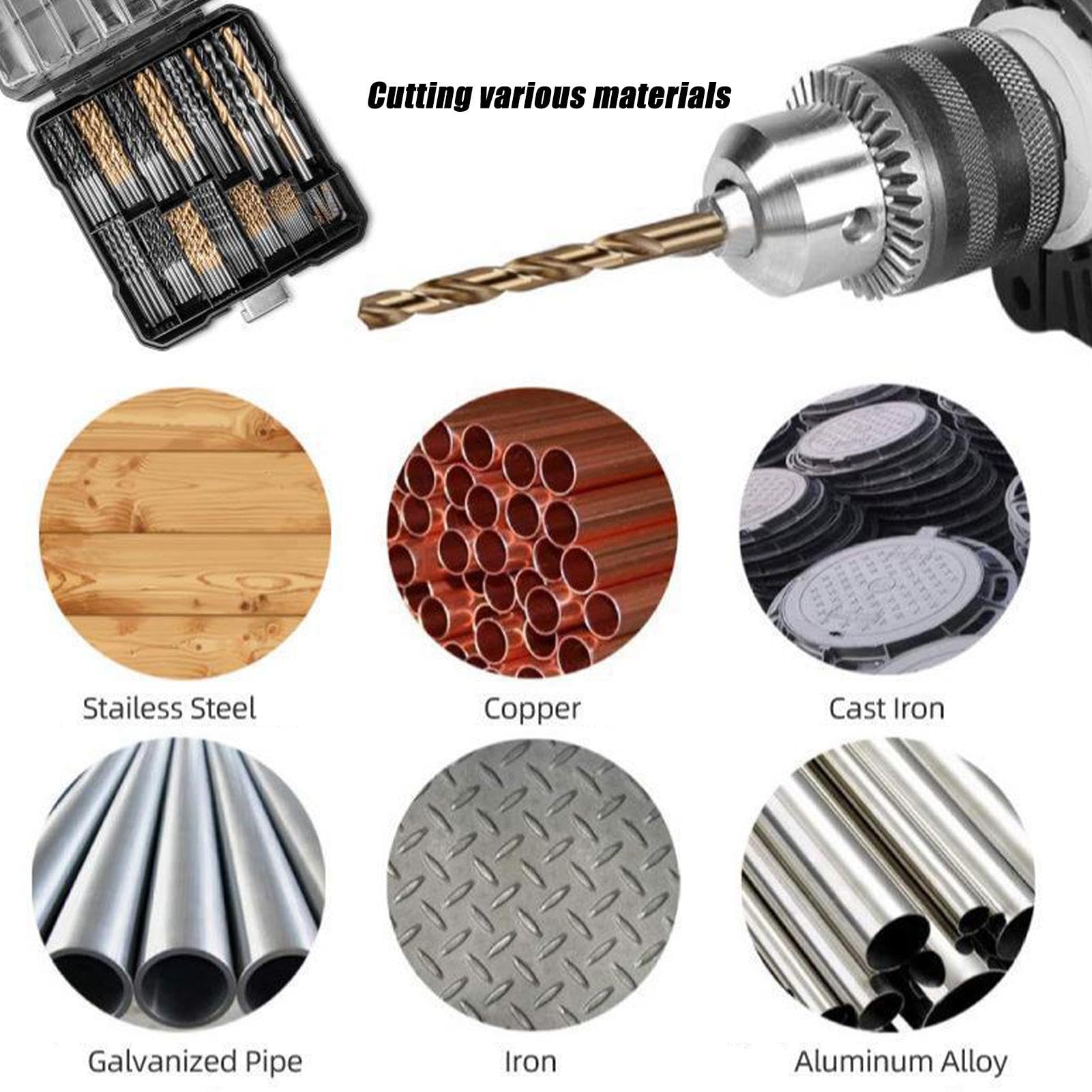 130 Pieces Twist Drill Bit Set, Portable Steel Tool with Storage Box
