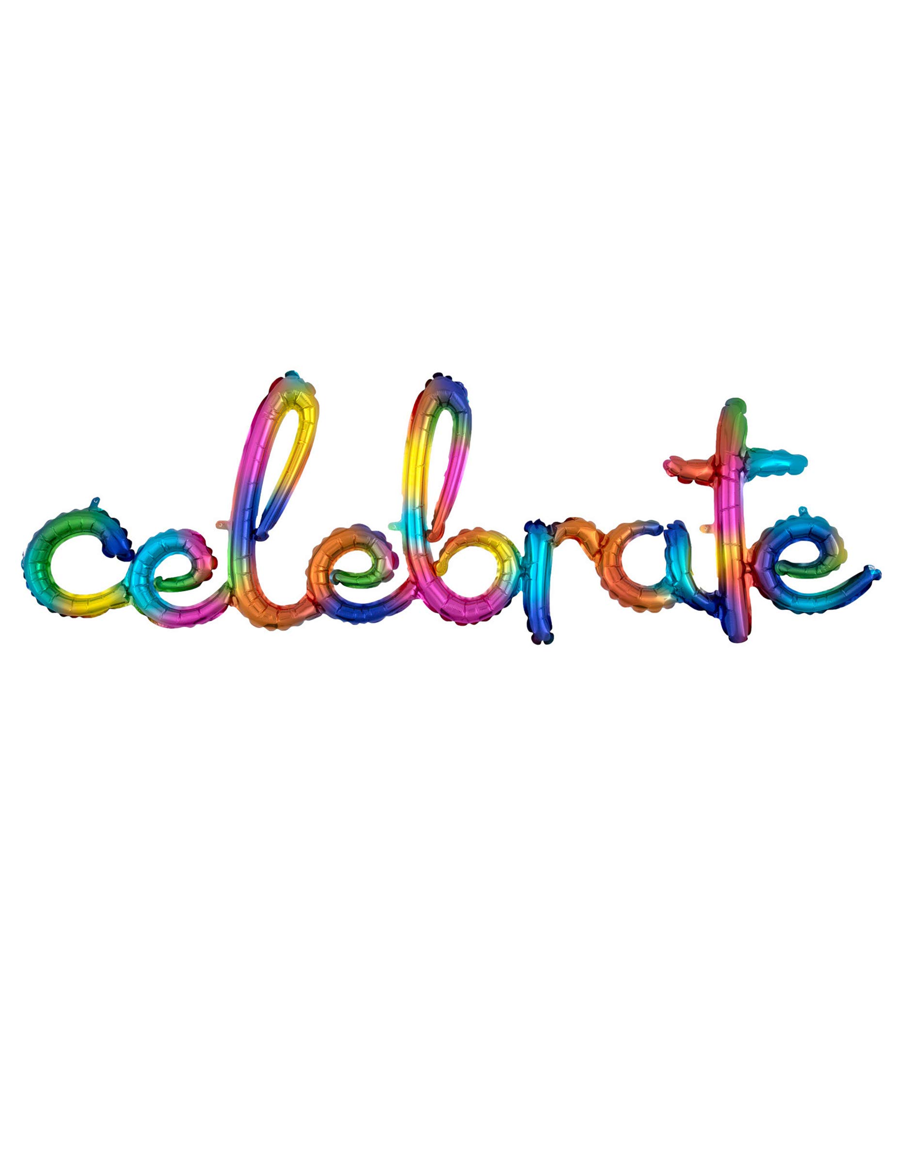 Rainbow Celebrate Phrase Foil Balloon - 1 PC, Colour