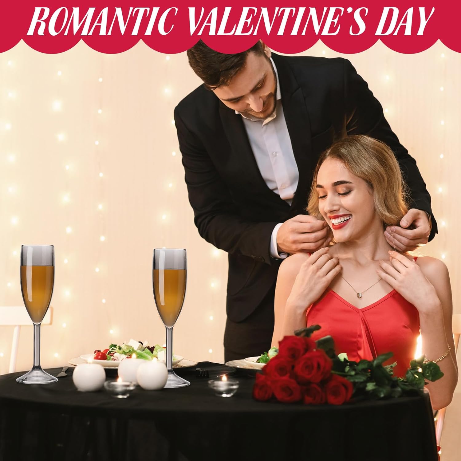 Domensi 40 Pcs Champagne Flutes Bulk 6 oz Christmas Acrylic Wine Glasses Toasting Goblet Unbreakable Plastic High Stem Champagne Cups for Wedding Birthday Party (Translucent Black) - Image 4