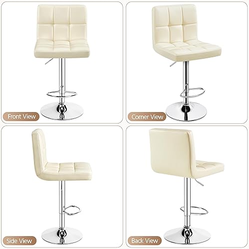 Miniatura 166 de Yaheetech Pink - Juego de 2 taburetes de bar de terciopelo ajustables, taburete giratorio moderno de altura de mostrador con base más grande para