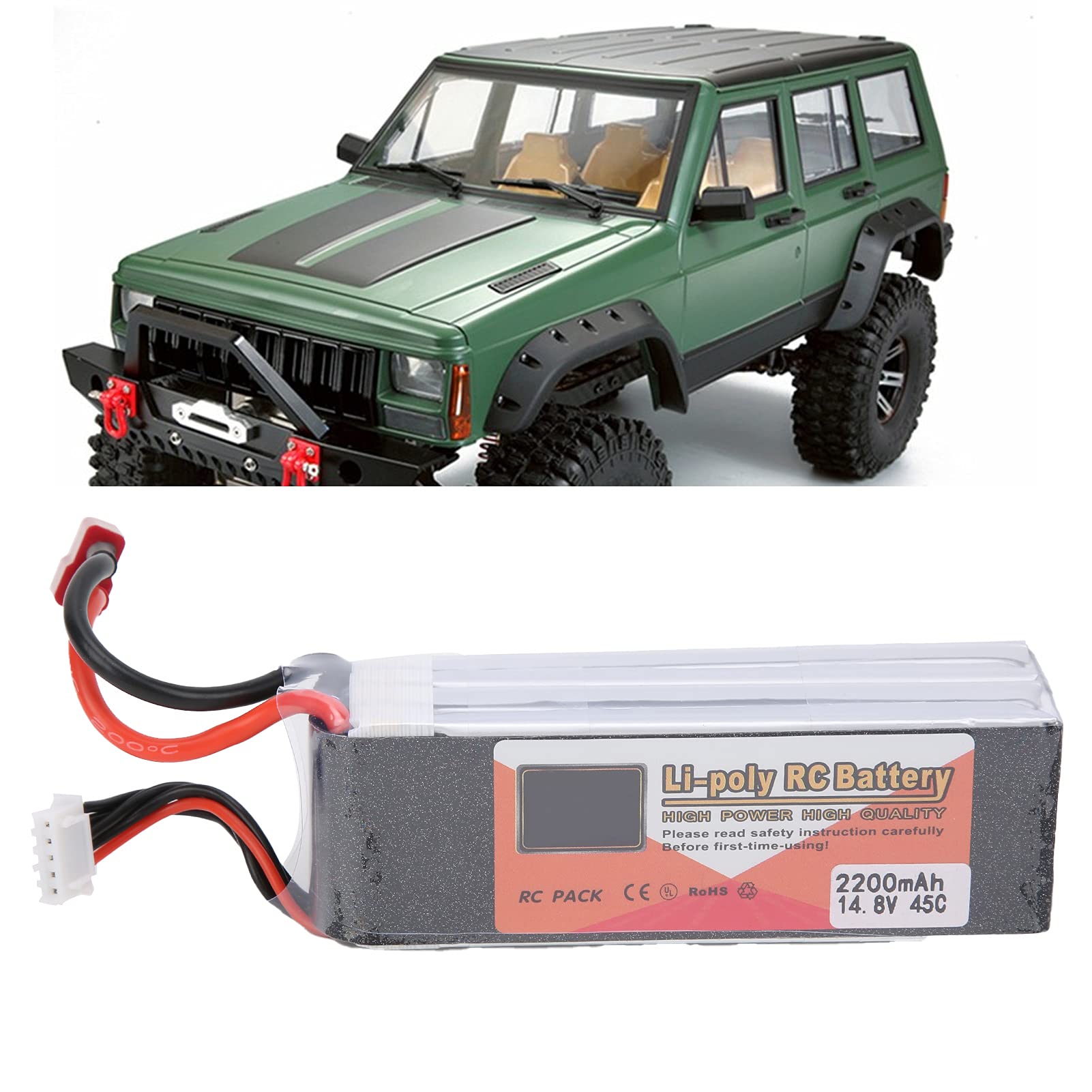 Alomejor Batteria Lipo 2200mAh 45C 4S per Auto RC, Prestazioni di Scarica Elevate per la Massima Conversione di Energia per Auto/aerei Telecomandati
