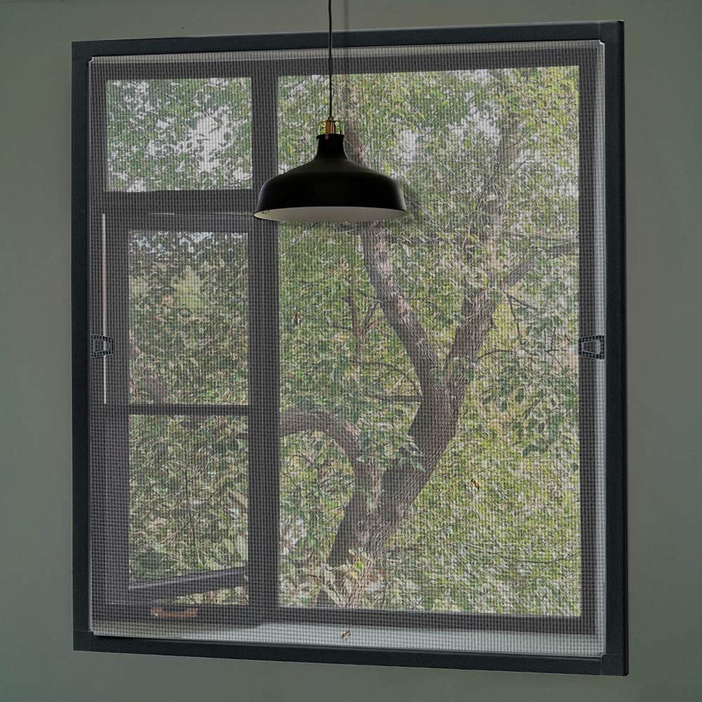 YUENFONG Mosquitera para ventana, protección contra insectos, puertas mosquiteras, marco de aluminio, sin taladrar ni atornillar (120 x 140 cm, antracita)