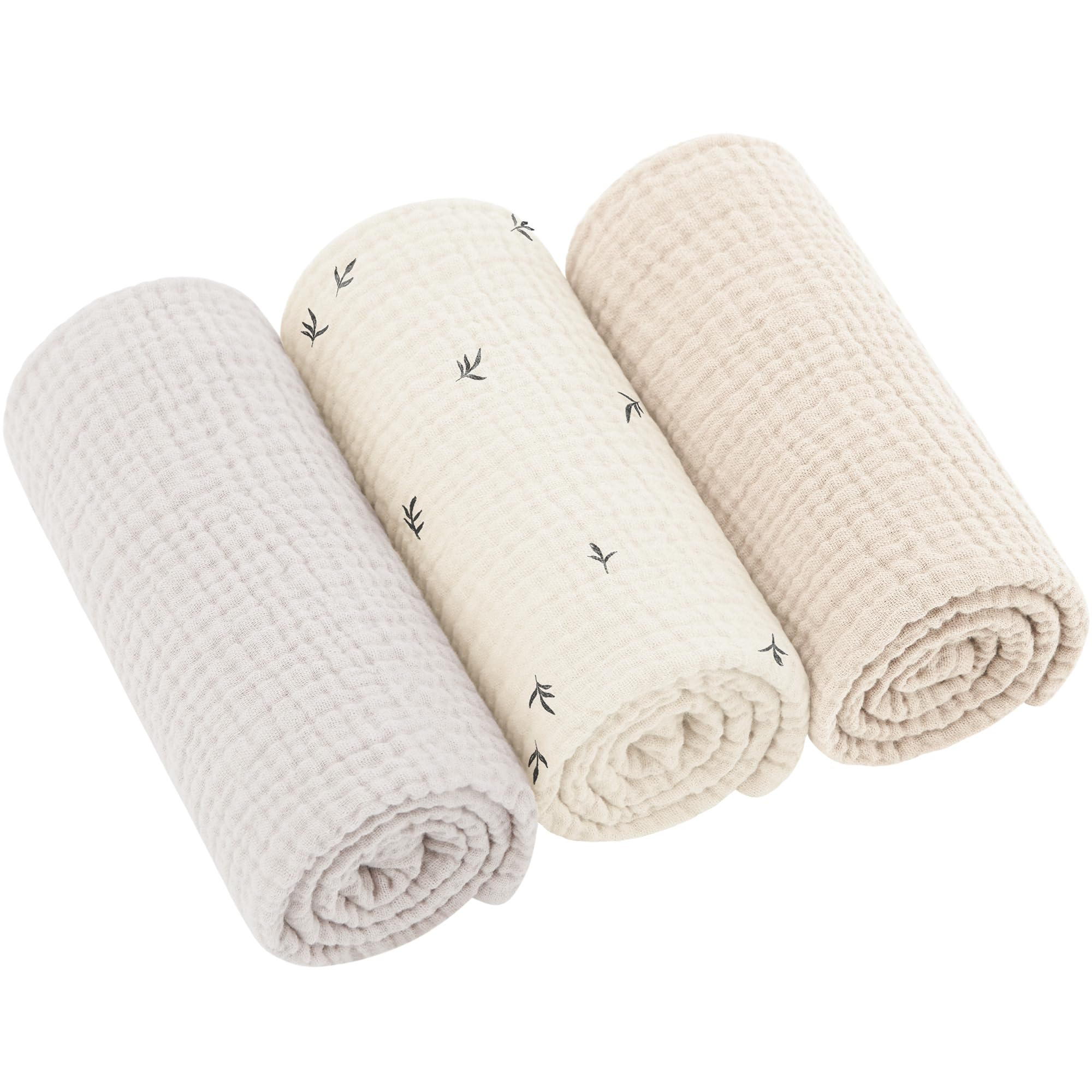 bearmoss Panni in mollettone per neonati, 100% cotone, morbidi panni in mussola traspiranti ed estremamente assorbenti, per panni di garza assorbenti, 3 pezzi, 60 x 60 cm (color albicocca)