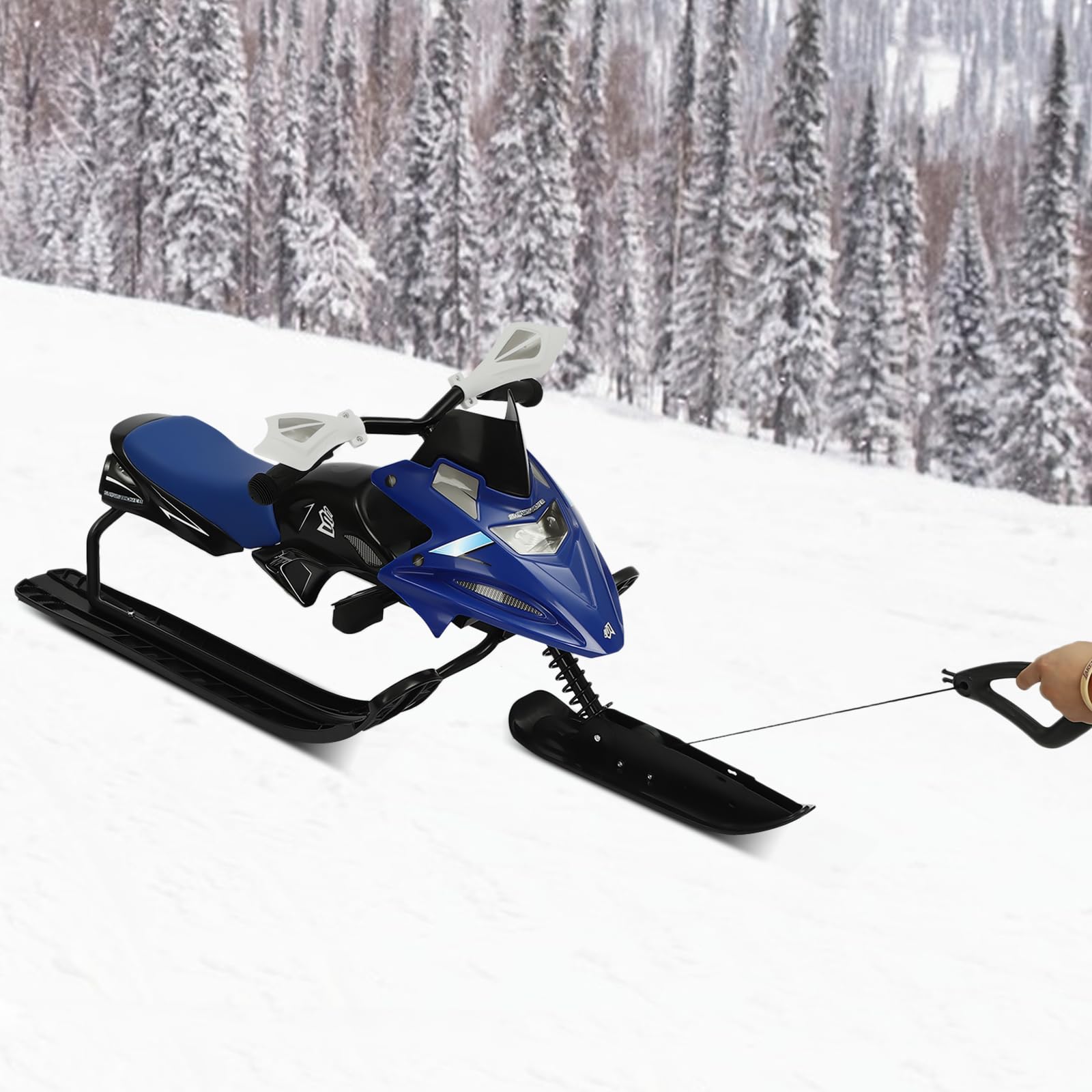 Bob directionnel, luge directionnelle pour enfants à partir de 3 ans jusqu'à 80 kg, luge de ski, luge pour enfants, luge à neige avec volant & siège réglable & direction & frein & corde de