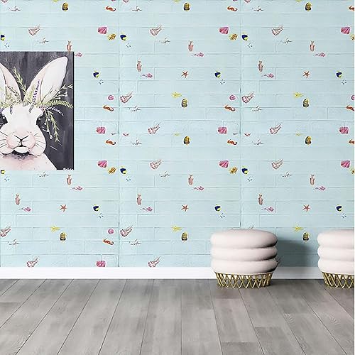 Miniatura 5 de Panel de azulejos de pared 3D, 27.5 x 30.3 pulgadas, paquete de 10, papel tapiz texturizado de ladrillo para decoración de pared interior en sala de