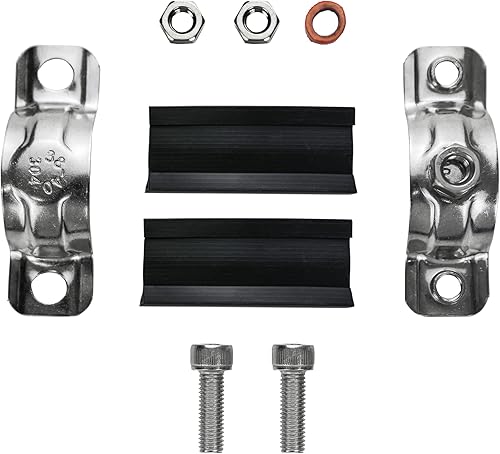 Miniatura 4 de Paquete de 2 soportes de tubo, abrazadera de tubo de acero inoxidable 304 para montaje en pared y techo, con anillo colgante y tornillos para tubo