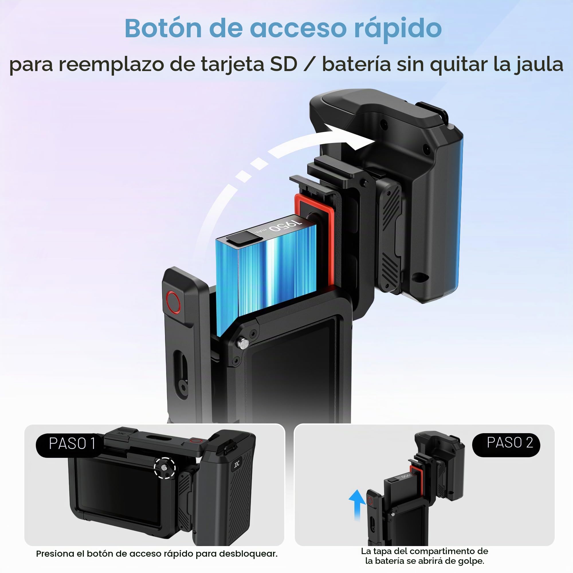 JJC Osmo Action 5 Pro Cage Street Grip Kit, marco protector de metal con asa para DJI Osmo Action 5 Pro/4/3, combo de mango de jaula de cámara de acción con tapa de lente y correa de muñeca para