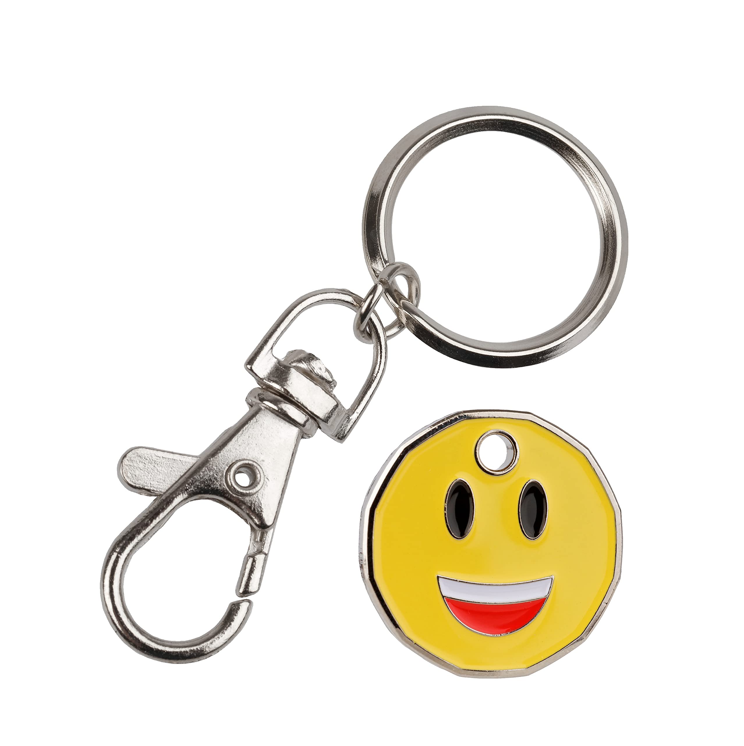 Harts 1 unit New Shape £1 coin Trolley Tokens Keyrings Supermarket Locker (Smile Emoji)