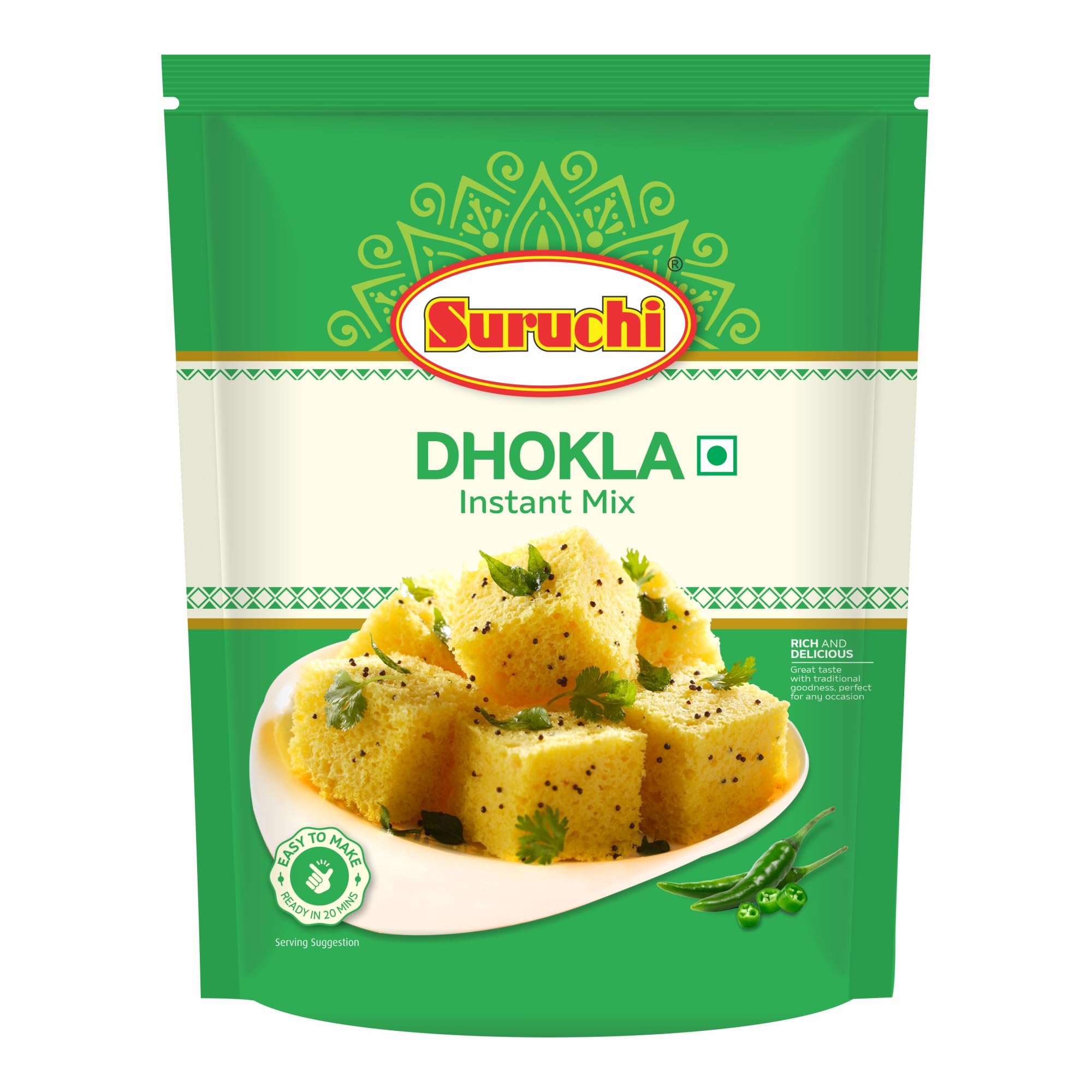 Suruchi Instant Dhokla Mix - (500g x Pack of 2)| Dhokla Readymix (Makes 40 Per Pack) | Quick and Easy to Prepare, Authentic Taste, Gujarat Breakfast Snack | Instant Ready to Cook Breakfast Mix - Image 3 thumbnail