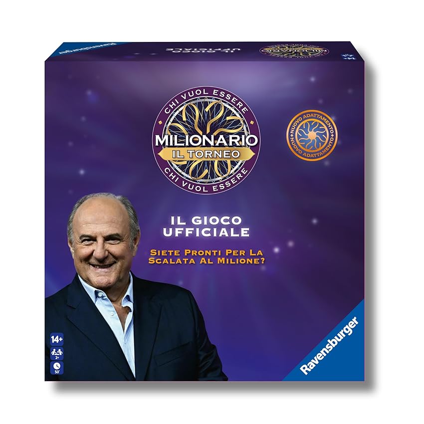 Ravensburger - Chi Vuol Essere Milionario | Gioco Da Tavola | Giochi Da Tavolo Adulti E Bambini +14 Anni | Gerry Scotti | Giochi Di Società | Per Tutta La Famiglia | Regali Natale