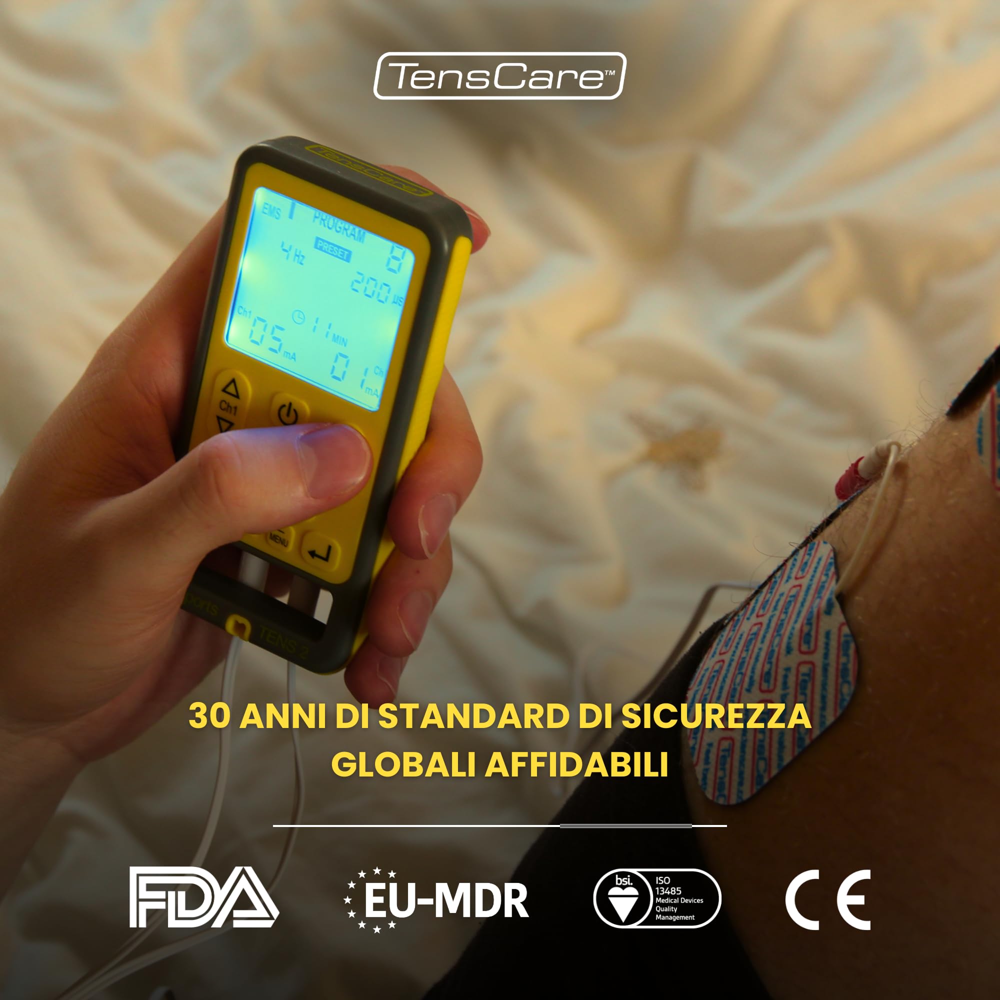 Tenscare Elettrostimolatore Muscolare TensCare SportsTens (EMS e TENS)- Per la Tonificazione e Il Potenziamento del Tuo Corpo, Dotato di Massaggio TENS