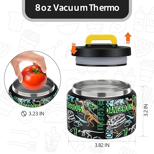 Miniatura 4 de MAISON HUIS Tarro térmico de sopa de 8 onzas con aislamiento al vacío de boca ancha, termo de acero inoxidable a prueba de fugas para alimentos