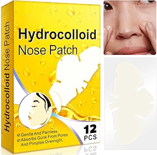 12pcs Nose Patches, Hydrocolloid Patches for Nose Pores, Blackhead and Cleansing, Nose Strips for Blackhead Removal on Oily Skin