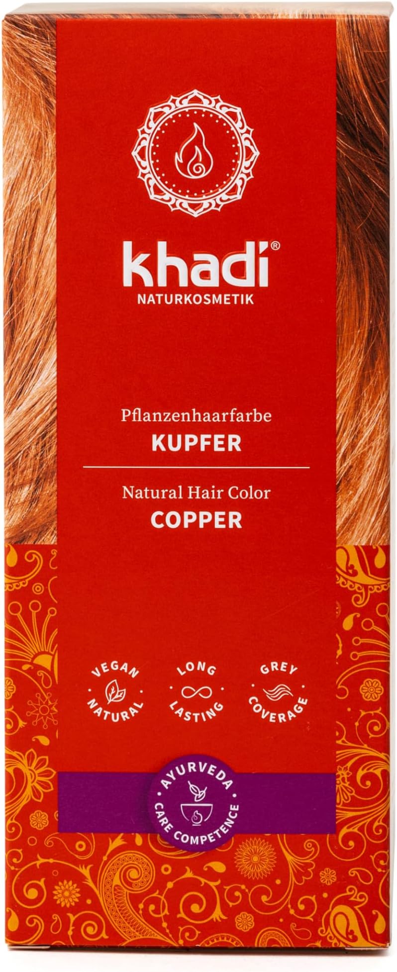 COPPER Natural Hair Color - Hair Color ranges from copper gold to copper red - plant hair color - 100% herbal & natural - certified natural cosmetics - 3.5 oz