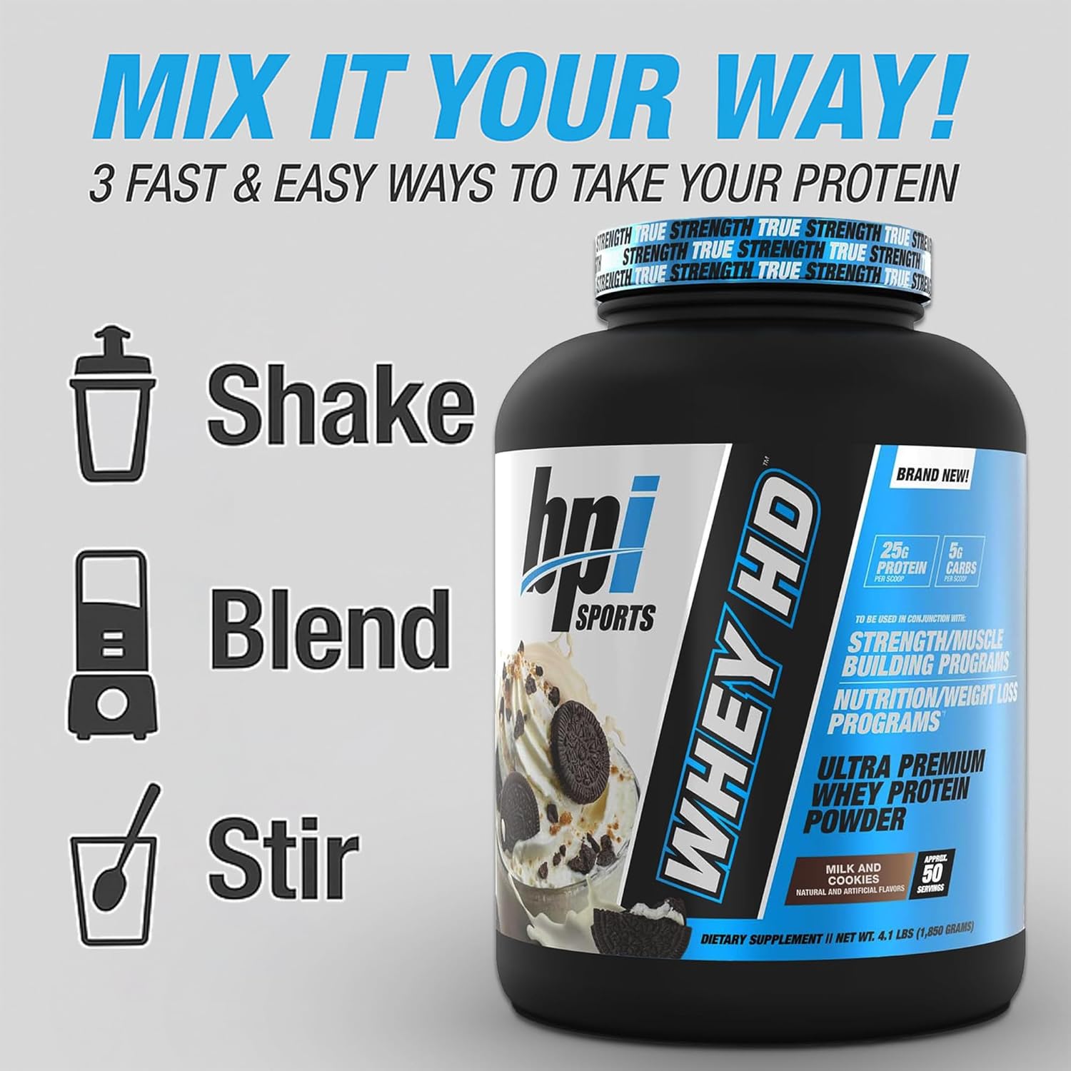 BPI Sports Whey HD Ultra Premium Protein Powder Isolate | Workout Whey Protein Powder for Men & Women for Muscle Gain | Milk Protein Concentrates | Milk and Cookies, 4.07 Pound - Image 5