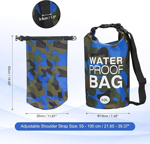 Miniatura 2 de Bolsa seca impermeable, ajuste de 10L para mujeres y hombres, bolsas a prueba de agua, mochila flotante ligera de almacenamiento en seco con silbato