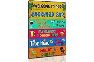Backyard Bar Signs and Decor, Outdoor Metal Sign Welcome To Our Backyard...