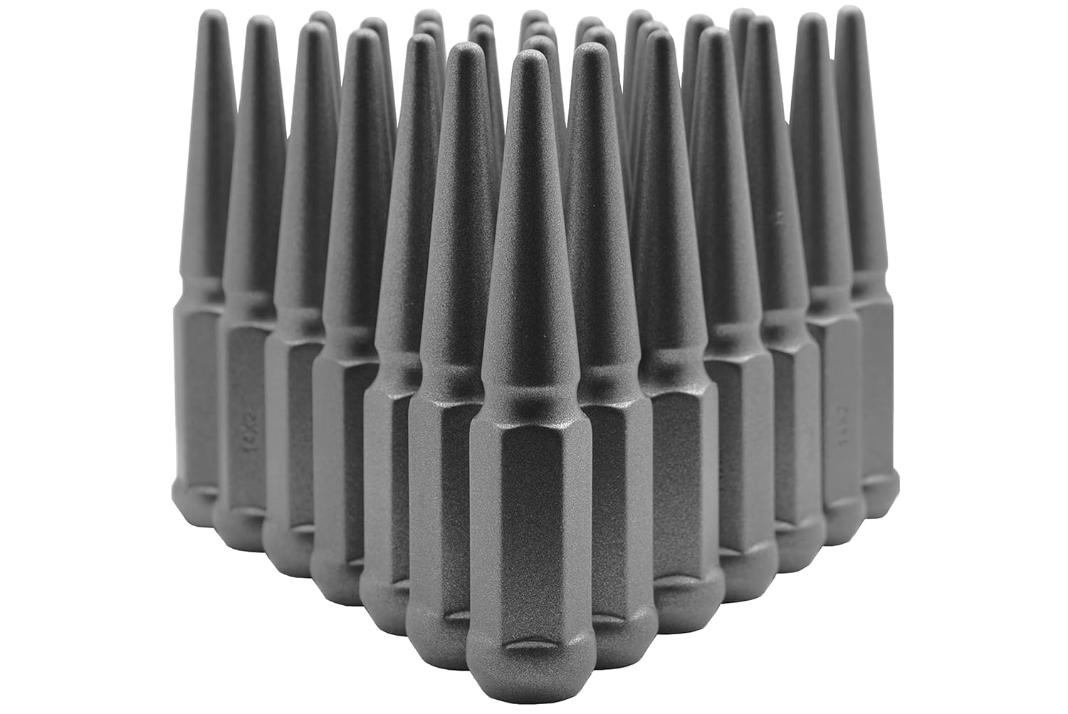 24 PC Gun Metal Spike Lug Nuts | M14x1.5 | 4.5" Tall + Key | Compatible with Chevrolet Blazer Colorado Silverado Tahoe 1995-2024 GMC Arcadia Savana Sierra 1500 Yukon All Models