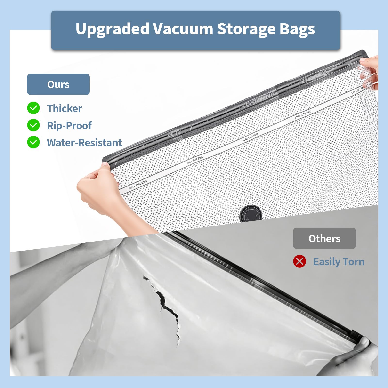 Bolsas de viaje de sellado al vacío para ropa, bolsas de almacenamiento al vacío con bomba recargable, paquete de 18 unidades de compresión para ahorrar espacio para ropa, mantas, ropa de cama, maleta