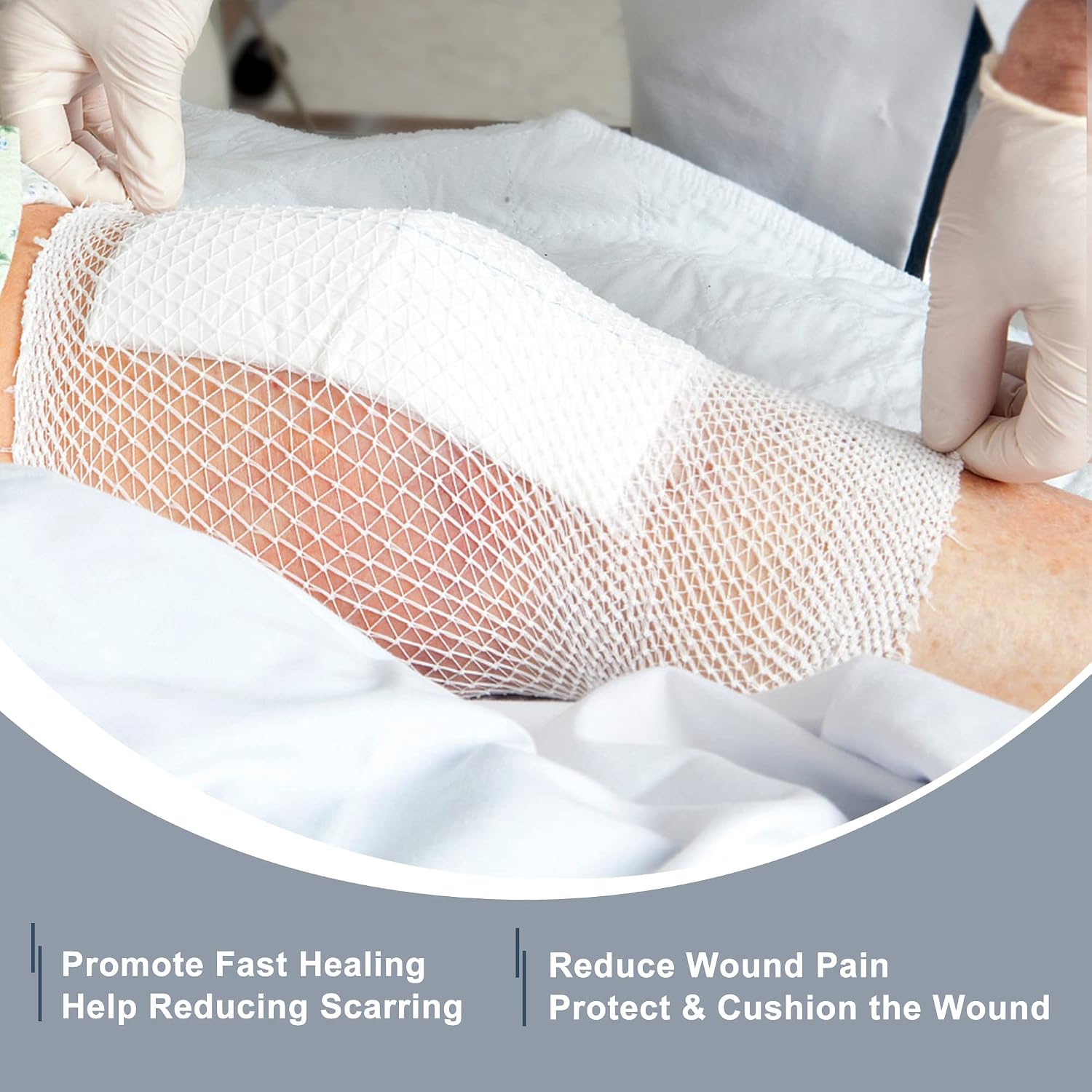 LotFancy Calcium Alginate Wound Dressing, 4” x 8” Patches, 5 Counts, Sterile Non-Stick Pads for Wound Care, Highly Absorbent, Comfortable, Flexible, Gentle on The Skin, Faster Healing