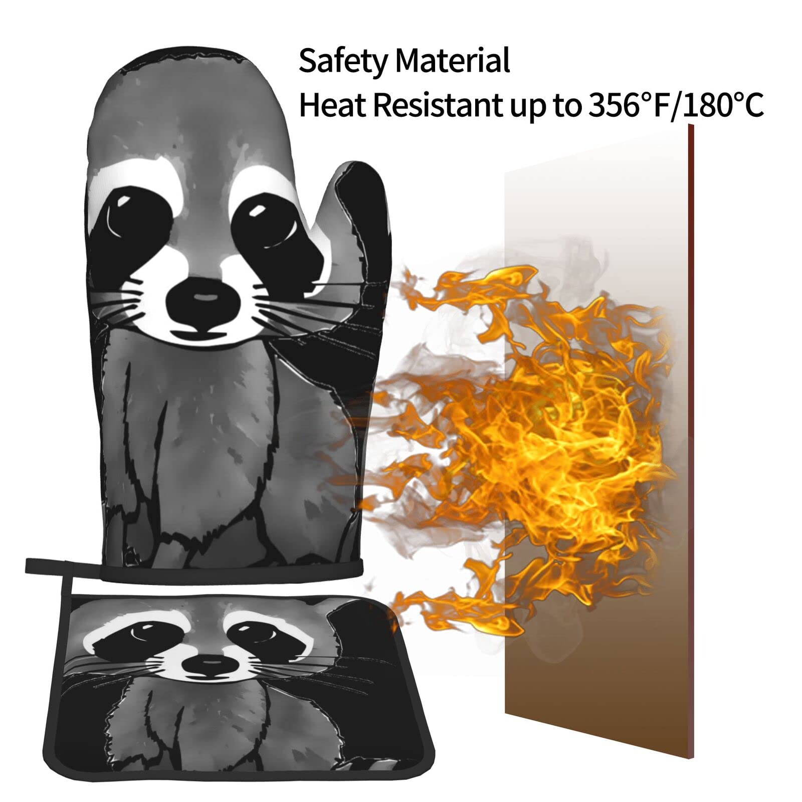 Lot De 2 Maniques Carrées En Forme De Raton Laveur Avec Boucles De