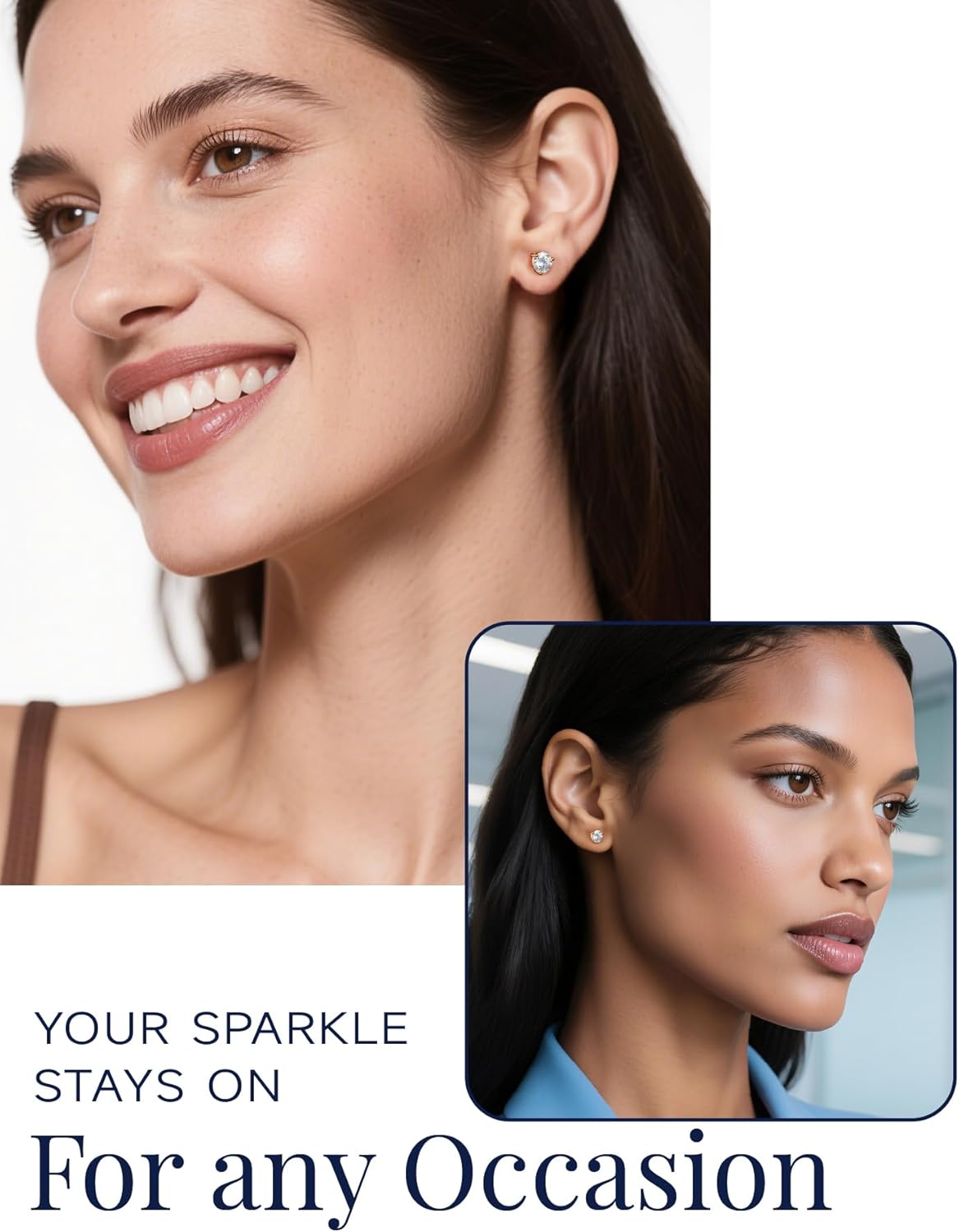 MomentWish Stud Earrings for Women, Moissanite Earrings for Men, 14K Gold/White/Rose Gold Plated 925 Sterling Silver Studs Anniversary Birthday Christmas Gift for Wife Mom Girlfriend