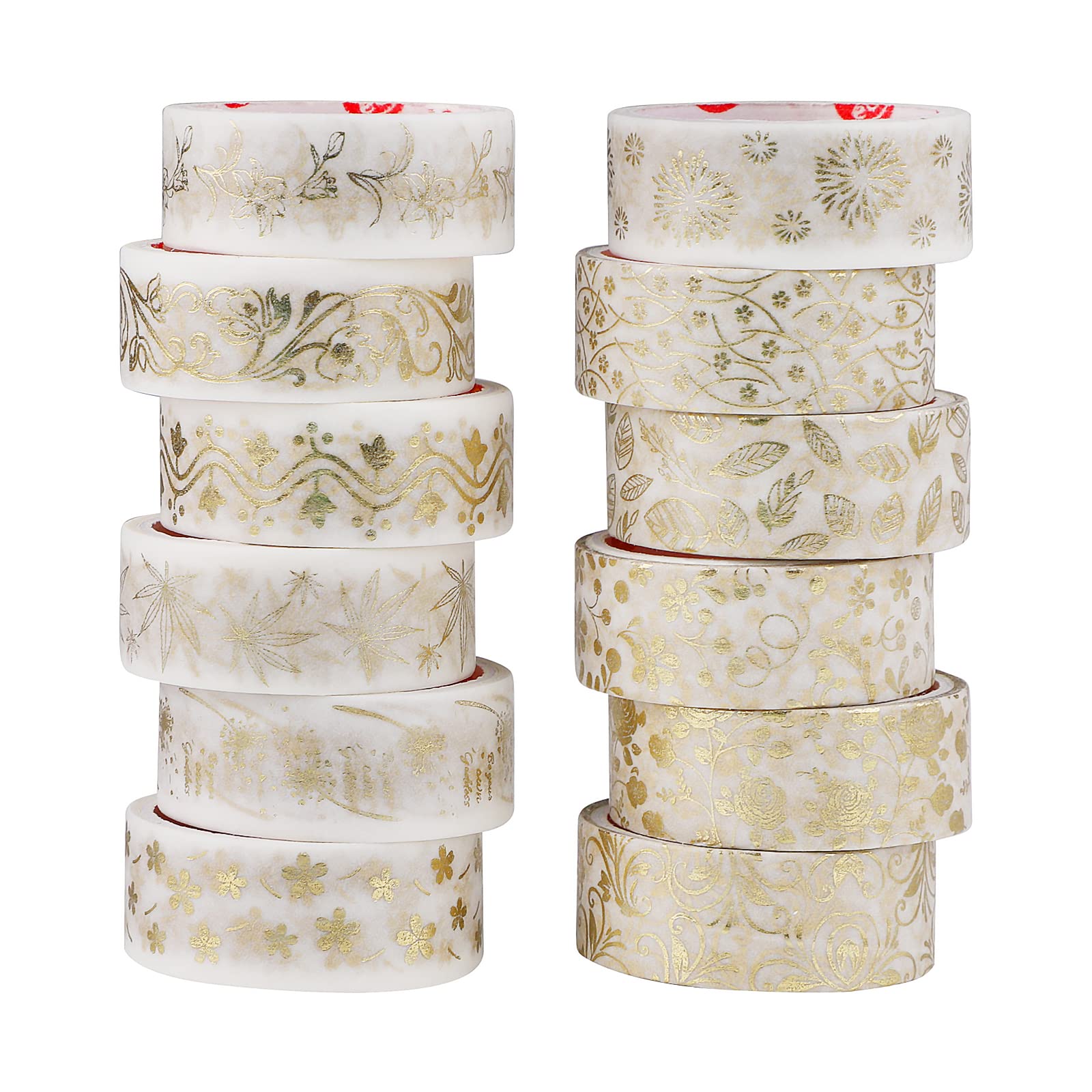 12 Rotoli Nastro Washi Natalizio – Lamina Oro, Motivi Festivi (15mm X 3m) Per Regali E Decorazioni