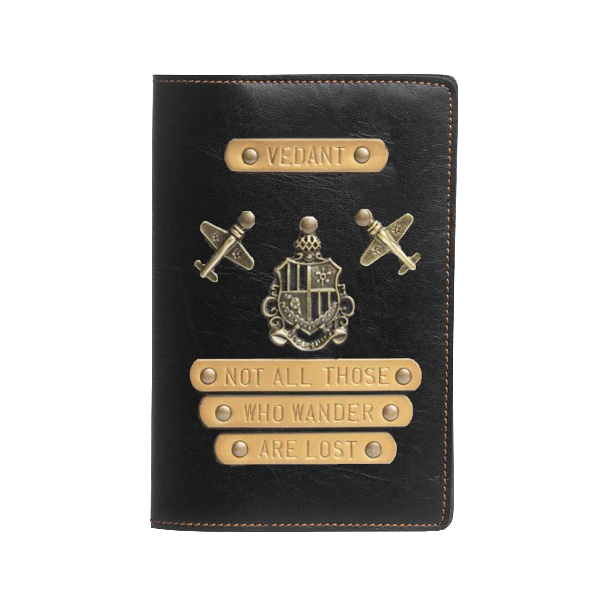 The Messy CornerUnisex Personalized Passport Cover for Men & Women | NOT All Those Who Wander are Lost | Ultra Violet Vegan Leather Passport Case Travel Accessories (Black)