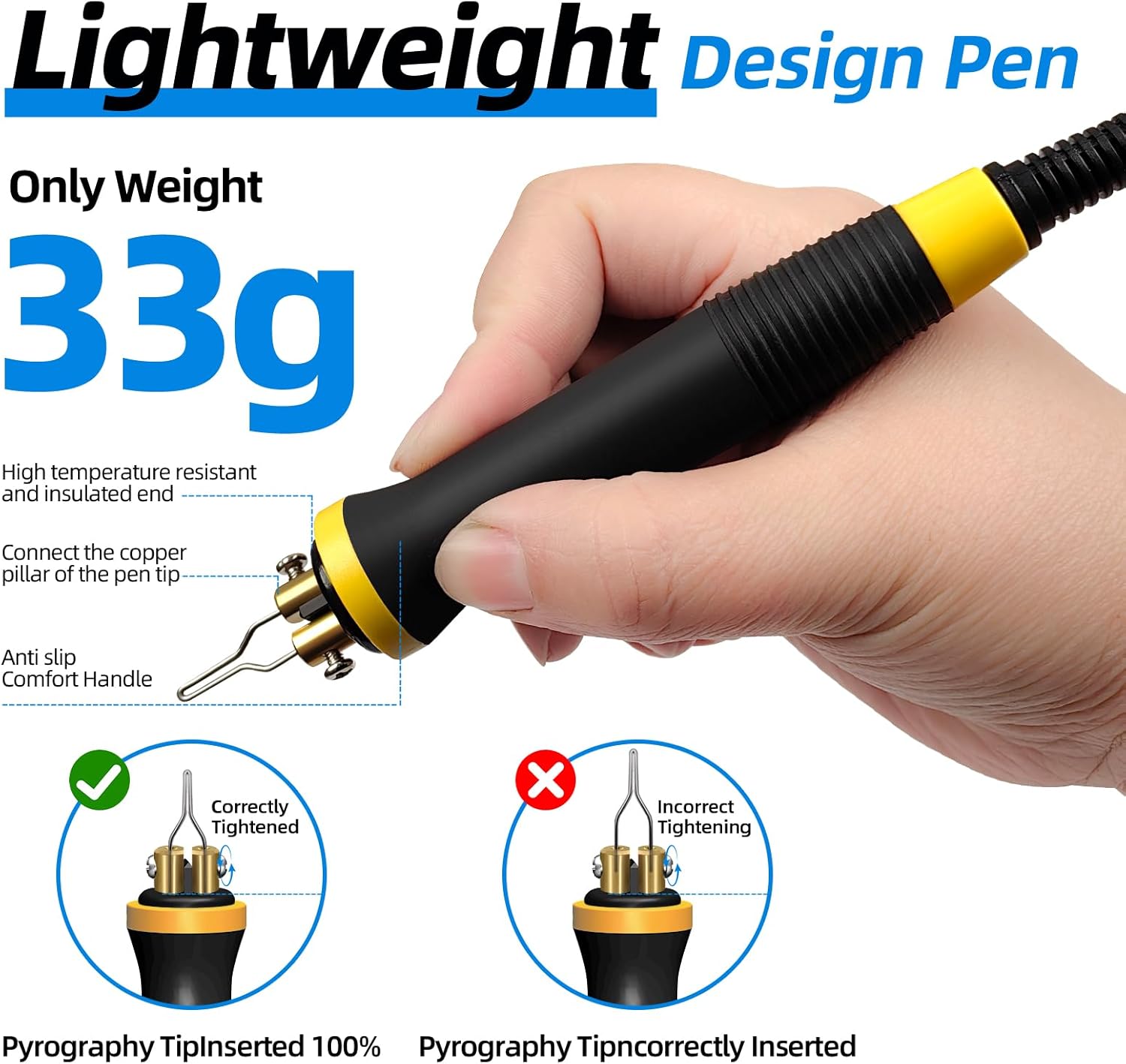 LH55-T2-NS3 Both ports are heating up simultaneously Wood Burning kit Wood Burning Tool Pen 200~750℃, with Digital Thermometer,3 pen, 3 solid copper pen tips, 33 Wood Burning Pen Tips