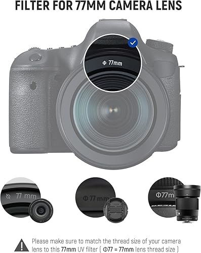 Miniatura 8 de NEEWER Filtro UV de 3.031in, protección UV ultra delgado de 3.031in, filtro de lente de cámara con vidrio óptico HD templado de alta dureza 9H,