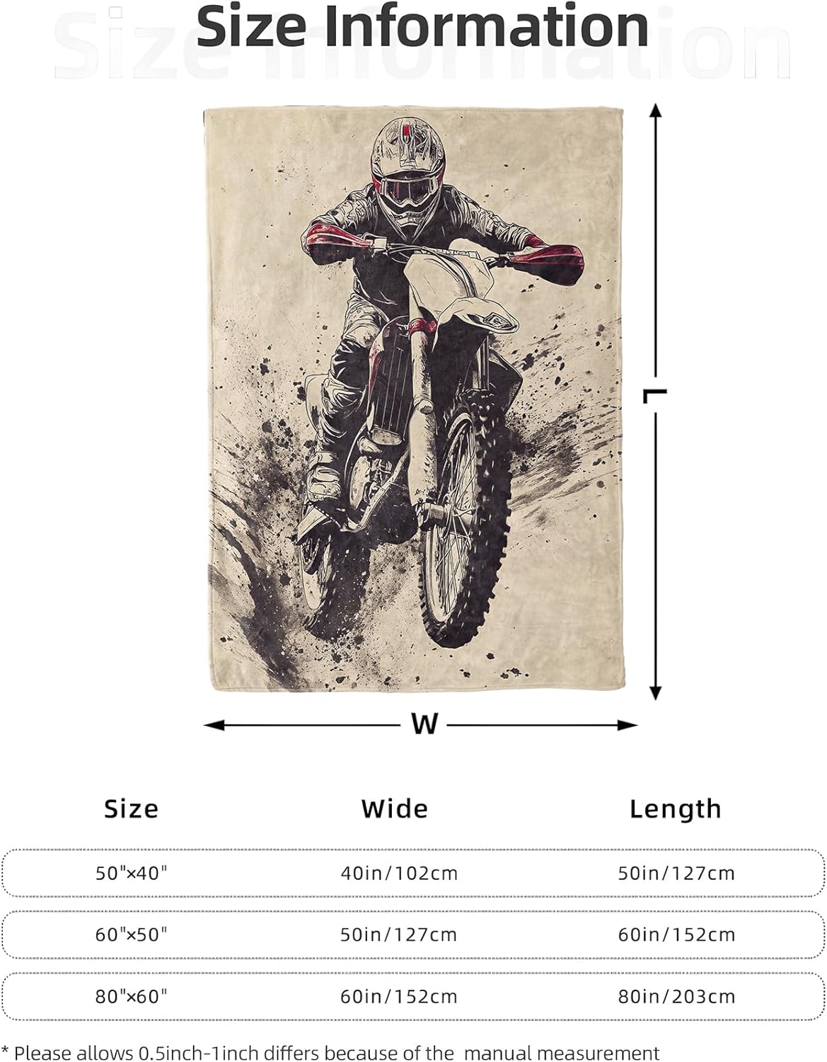 Retro Motocross Blanket for Home Decor, Vintage Motorbike Pattern, Men Boys Extreme Sport Fans Gifts, 50"x60", Soft Fleece, Lightweight and Breathable, Ideal for Couch Car Office Travel Dorm - Image 3