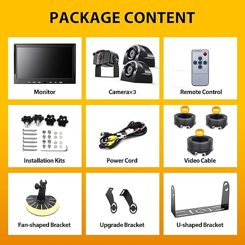 Miniatura 7 de Cámara de respaldo con monitor de botón táctil de 7 pulgadas, grabadora mejorada integrada para caravana, semicaja, camión, remolque, 4 pantallas