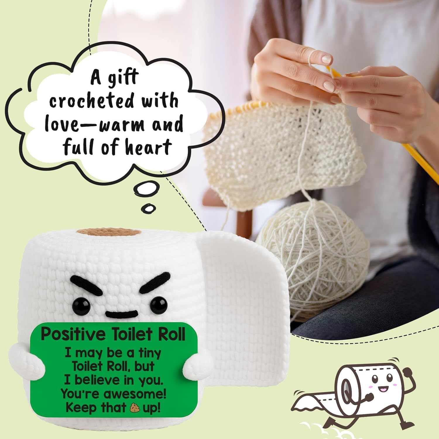 Mini Funny Positivity Gifts Handmade Crochet Presents - Birthday, Christmas, Graduation Motivational for Women/Men, Friends, Family, Coworkers - Emotional Inspirational Support Cute Desk Deco - Image 3