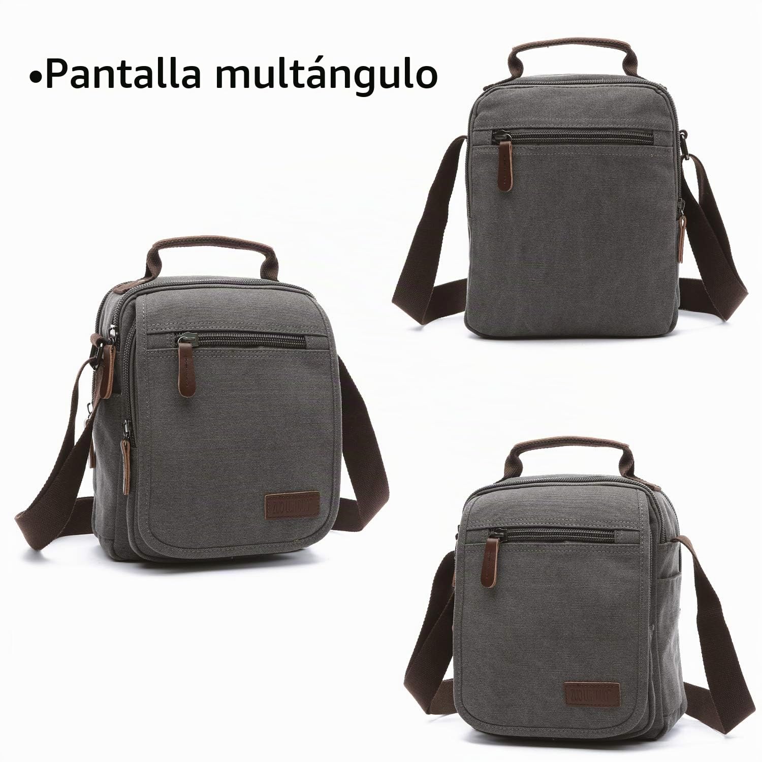 FANDARE Bolsos Bandolera a Hombro de Lona Mensajero Bolso para Hombres Mujeres Messenger Bolsa Bolsa de Viaje Crossbody Bag para Trabajo Viajar Colegio Shopper Gris