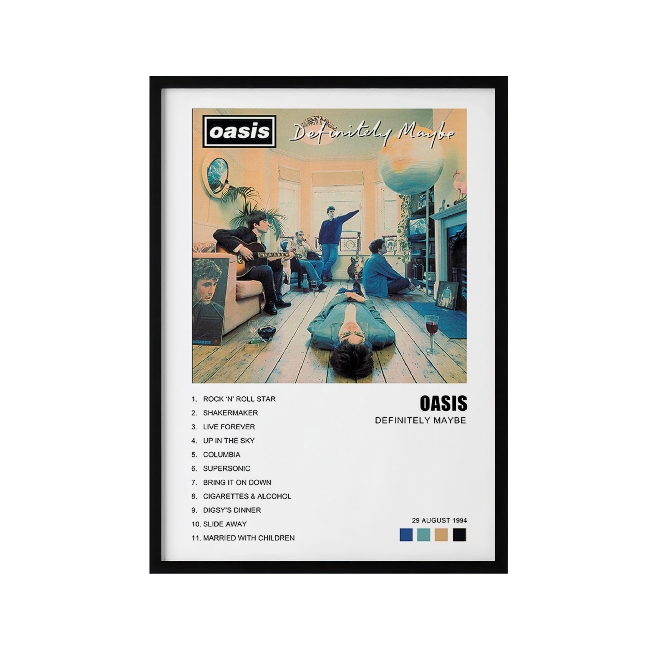Oasis Album Cover Poster – Definitely Maybe, Morning Glory, Be Here Now & The Masterplan Wall Art Print – A4 or A3, Framed or Unframed (A3 Unframed (297x420mm), Unframed, Definitely Maybe)