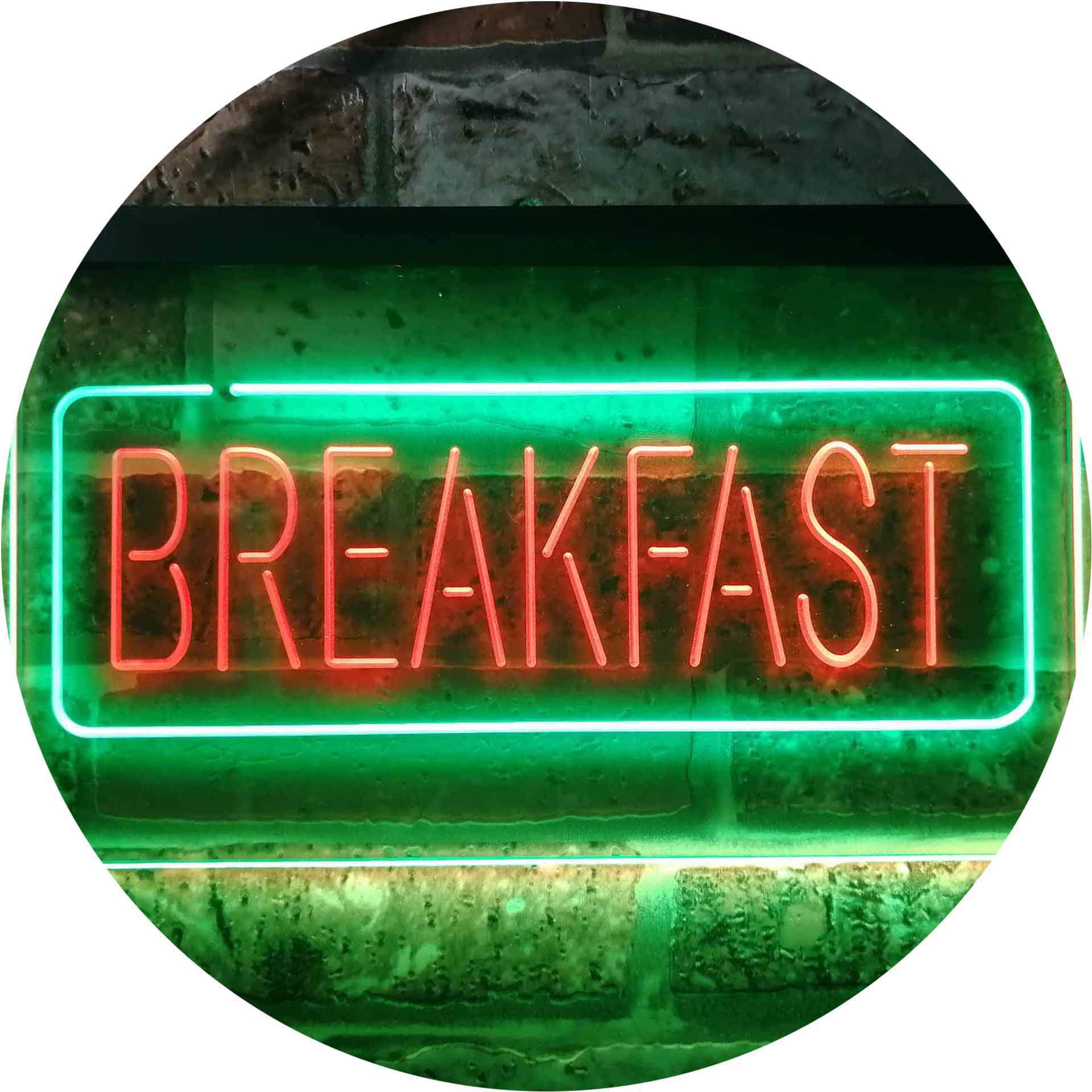 All Day Breakfast Café Dual Color LED Neon Sign Green & Red 600 x 400mm st6s64-i2862-gr
