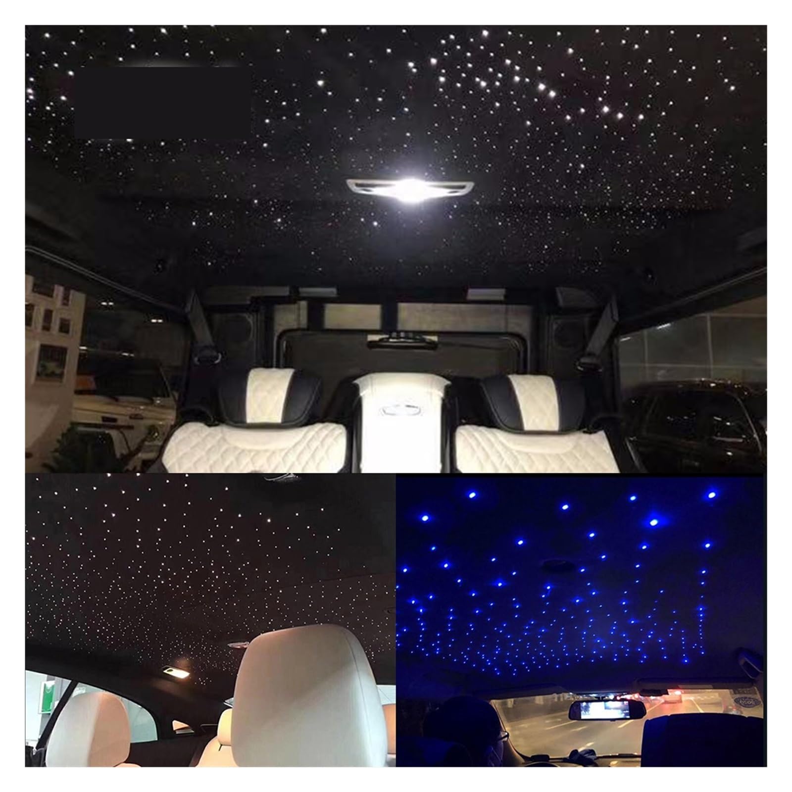 Oświetlenie wnętrza samochodu LED, 12V 6W RGB na dach samochodowy światła gwiazd, zestawy oświetlenia sufitowego LED z włókna światłowodowego, światłowód DIY gwiaździste niebo Auto dekoracyjna lampa Ś