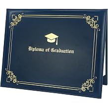GraduationMall Leatherette Imprinted Diploma Cover for Certificate 8.5"x 11" Padded Graduation Diploma Holder Navy