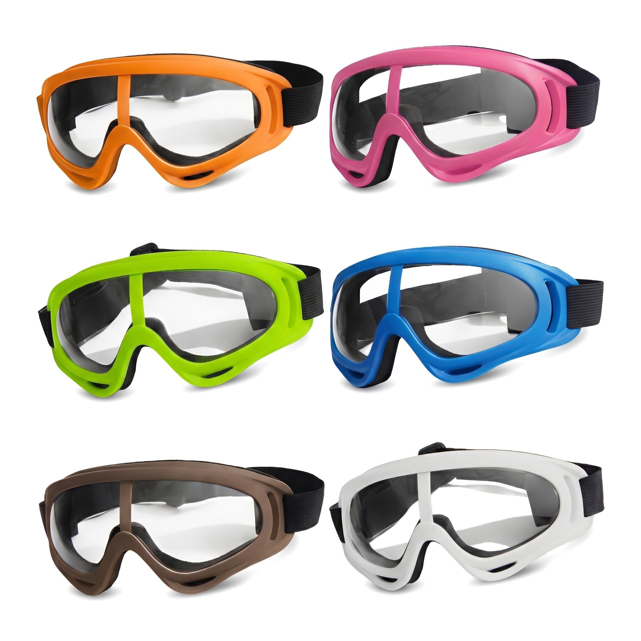 Puedno 6pcs Kids Safety Glasses, UV400 Protective Goggles, Kids Safety Goggles for Nerf Gun Game, Children's Safety Glasses for Outdoor Sports, 6 Colours (Orange/Pink/Green/Blue/Brown/White)