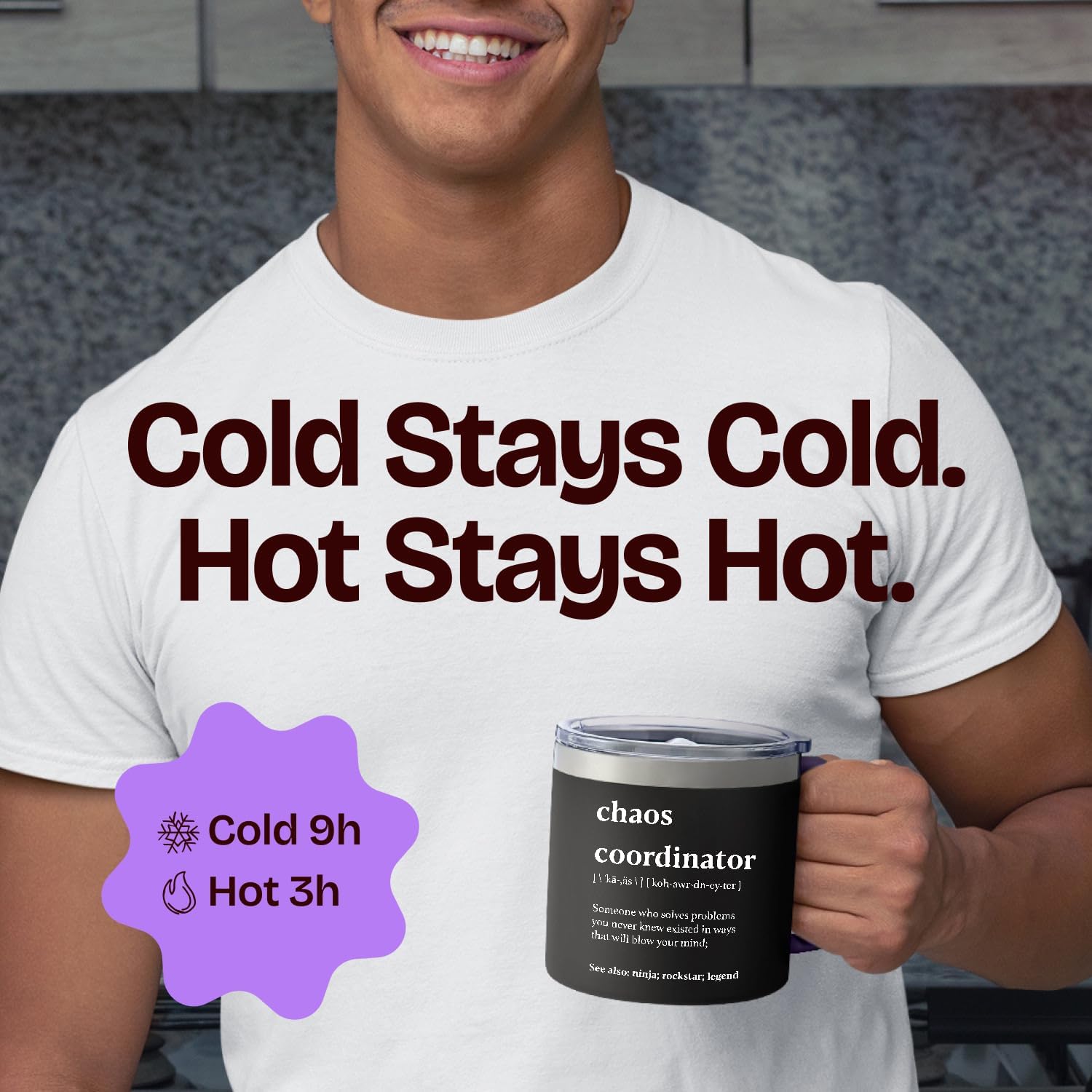 Chaos Coordinator Gifts for Men Tumbler Black 14oz - Thank You, Corporate, Boss Day, Office Gifts for Men Travel Mugs for Coworkers, Stainless Steel Chaos Coordinator Coffee Mug Cup Manager Present - Image 4