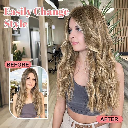 Miniatura 9 de ALXNAN Extensiones de cabello con clip, extensiones de cabello largo ondulado de 20 pulgadas, color negro, 4 piezas gruesas para mujer